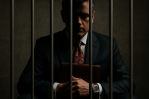 Advogado atrás das grades