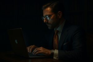 Imagem de advogado navegando em rede social